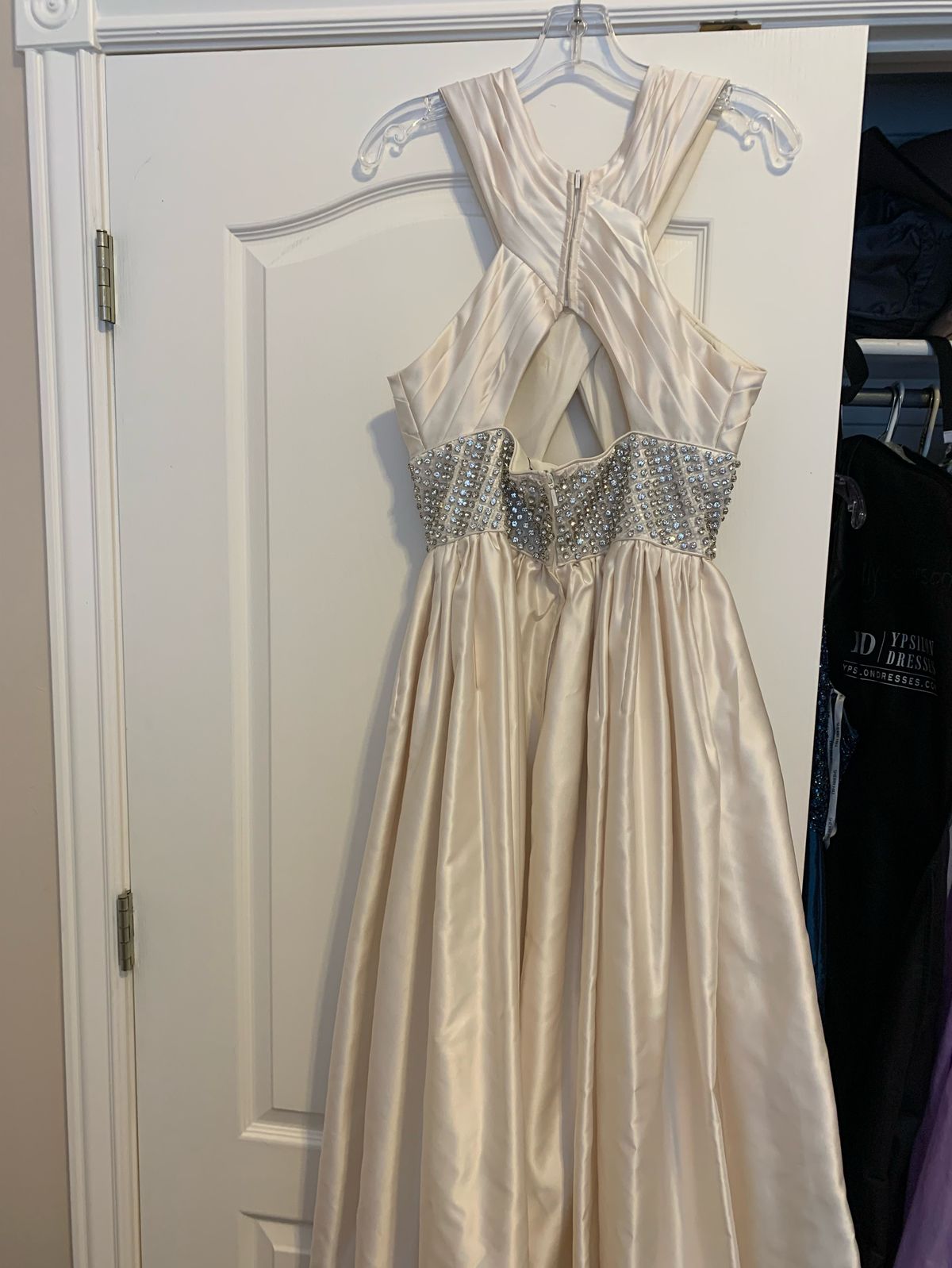 Sherri Hill Size 6 Wedding High Neck Satin Nude Ball Gown on Queenly