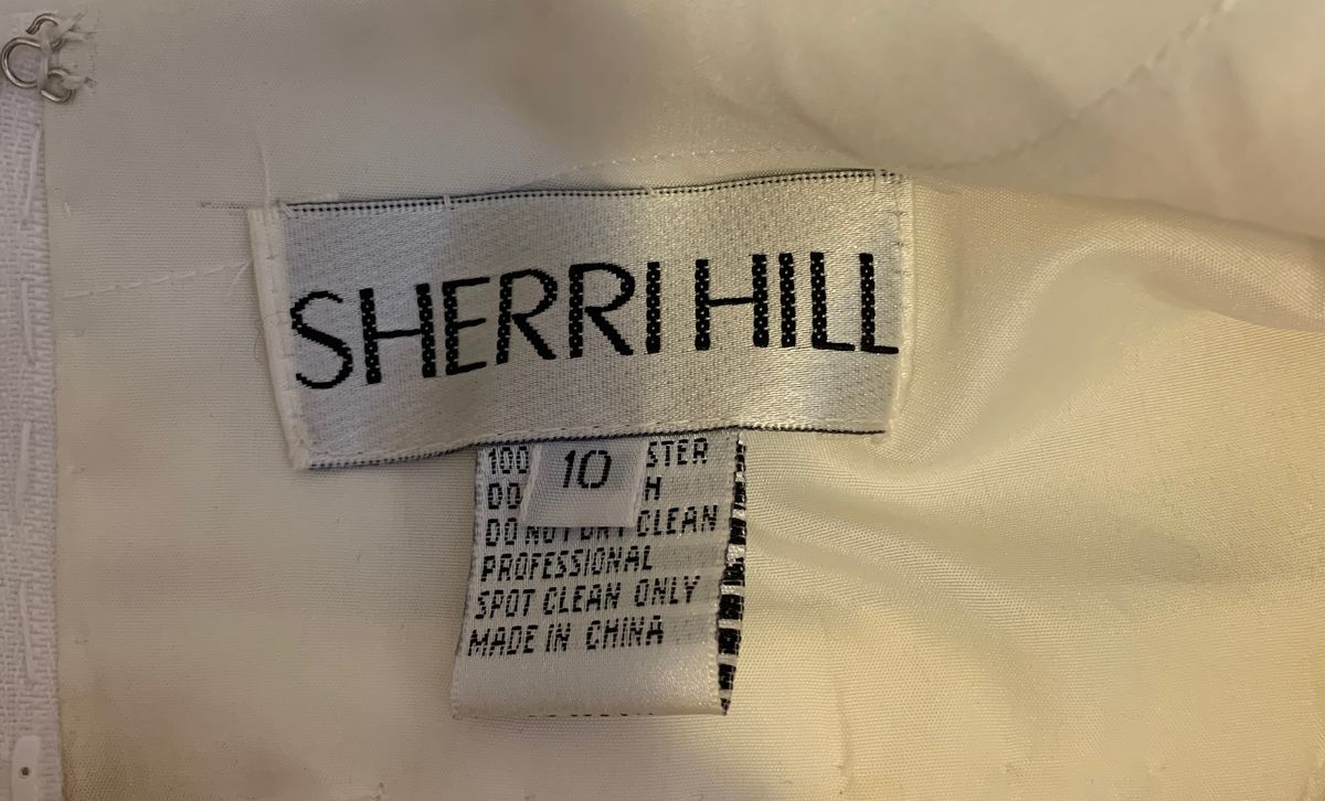 Sherri Hill Size 10 Wedding High Neck Satin White Mermaid Dress on Queenly