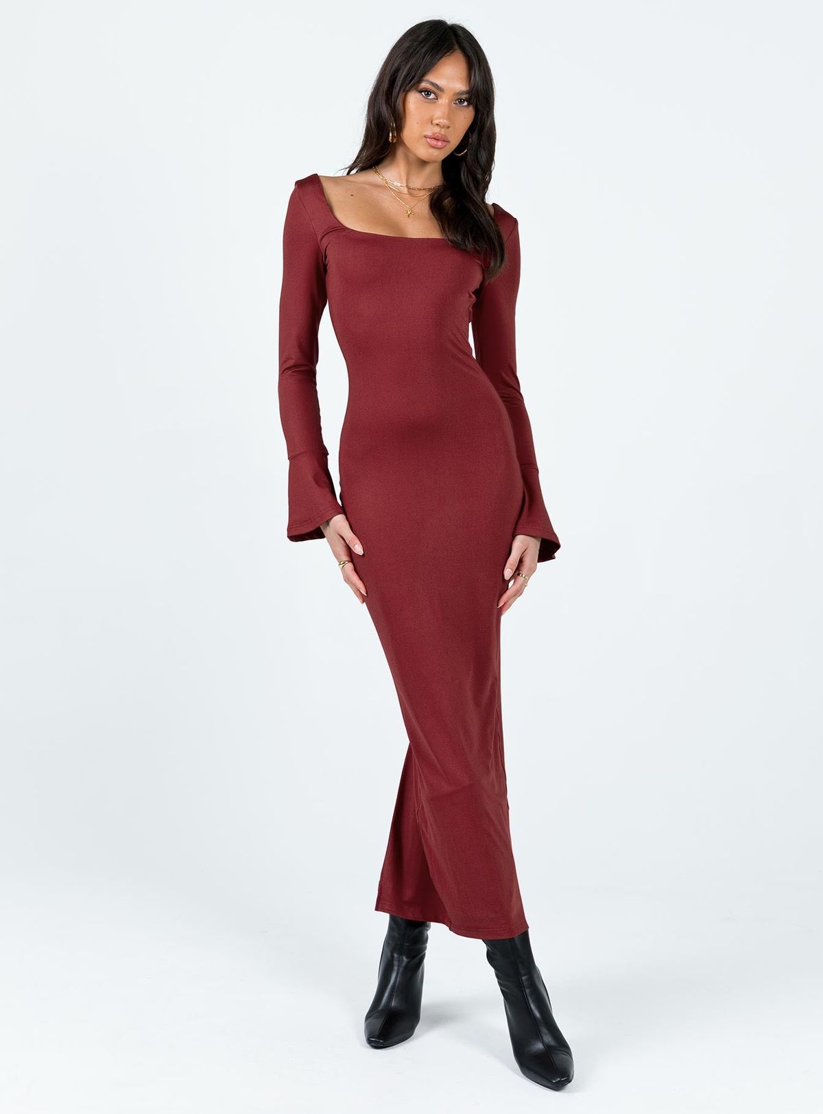 Style 1187892 Princess Polly Size 10 Prom Burgundy Red Side Slit Dress on Queenly