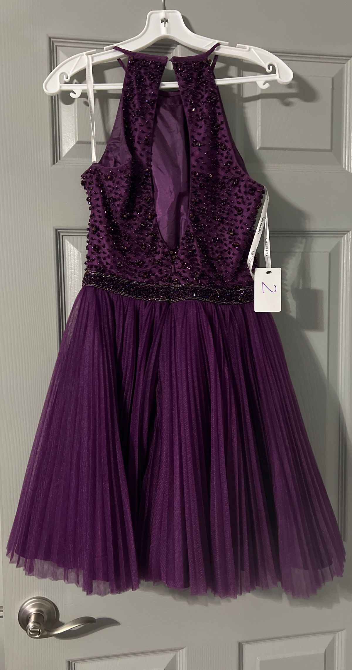 Sherri Hill Size 2 Prom Sequined Purple Cocktail Dress on Queenly