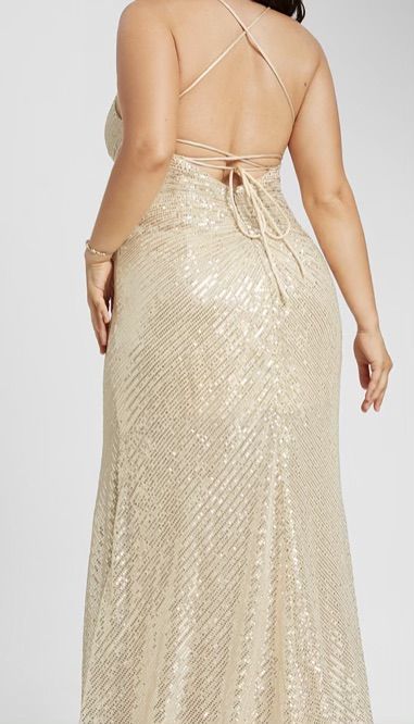 Plus Size 16 Silver Side Slit Dress on Queenly