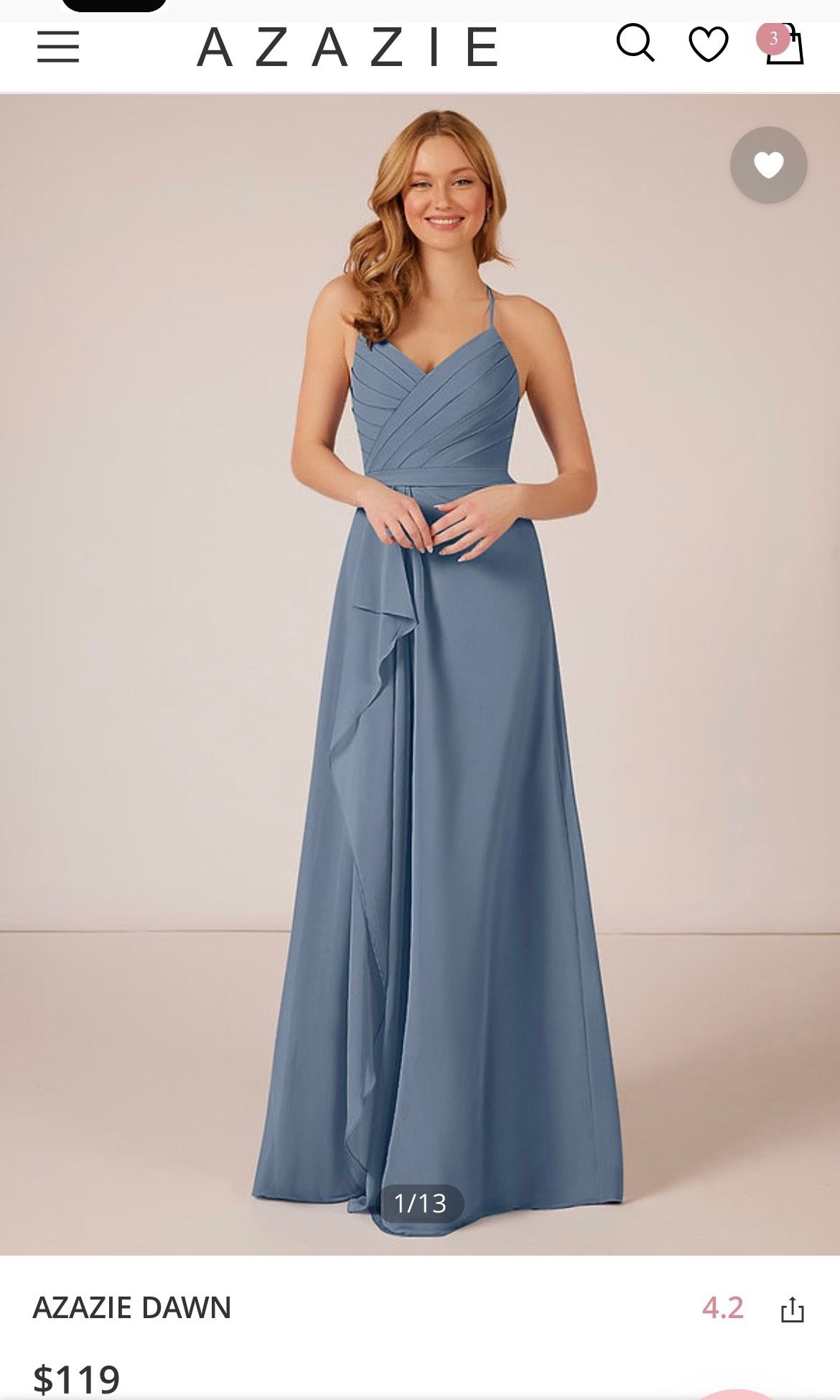 Azazie Size 6 Wedding Guest Blue A-line Dress on Queenly