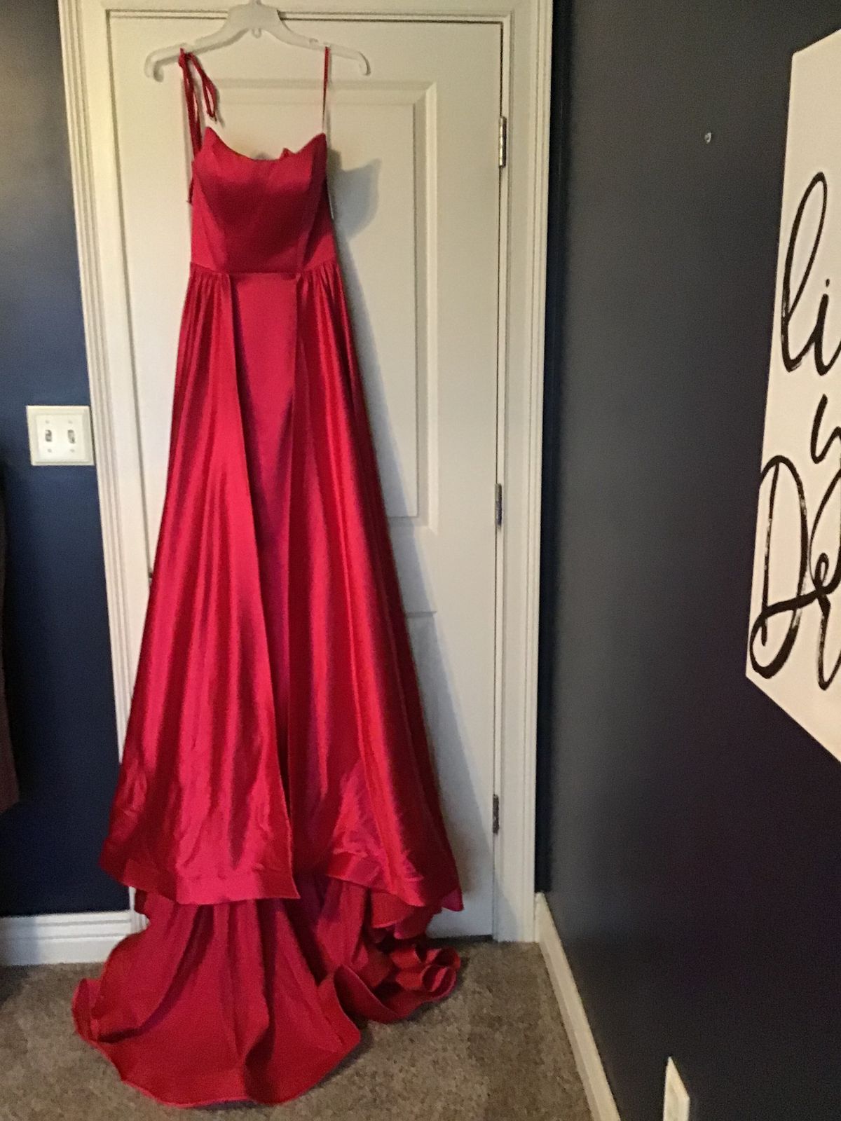 Jovani Size 0 Prom Strapless Satin Red Ball Gown on Queenly
