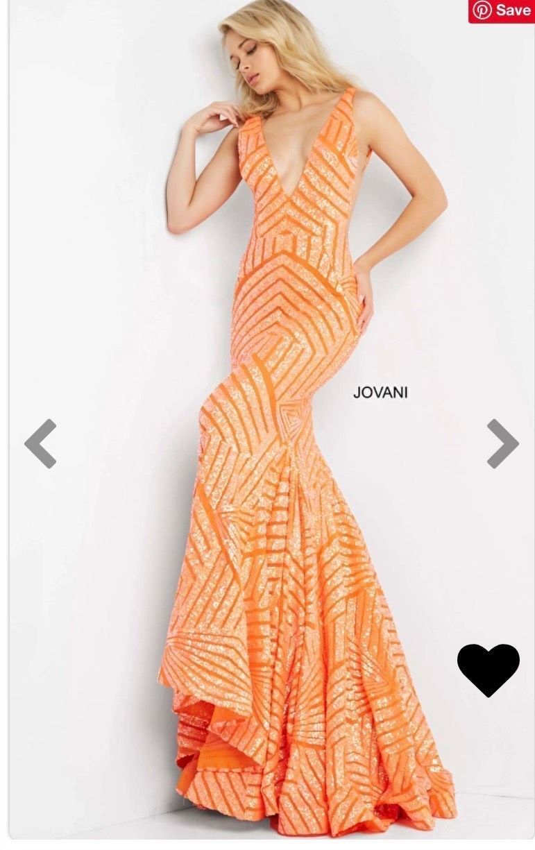 Jovani Size 00 Prom Orange Mermaid Dress on Queenly