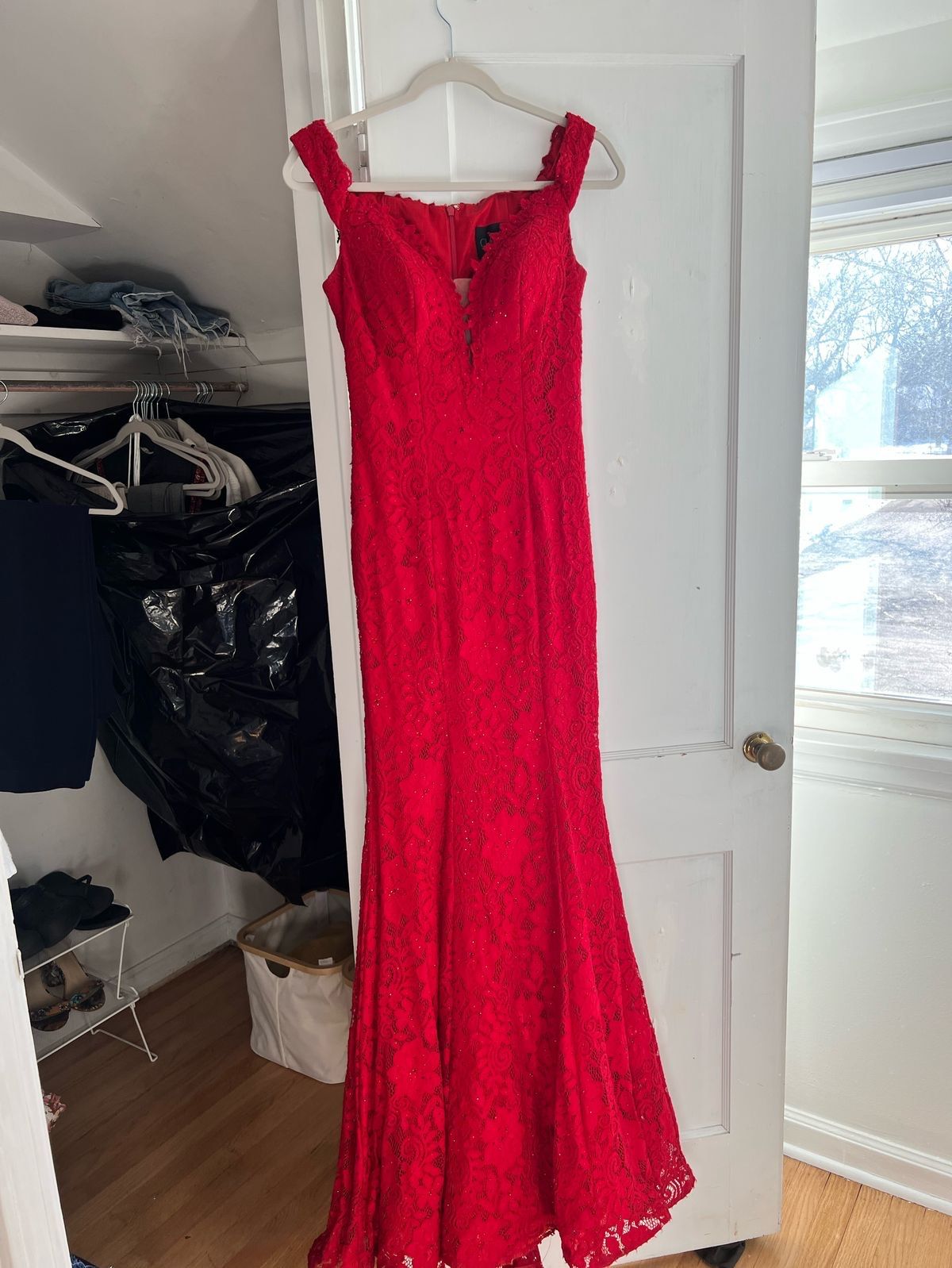 Clarisse Size 6 Prom Red Mermaid Dress on Queenly