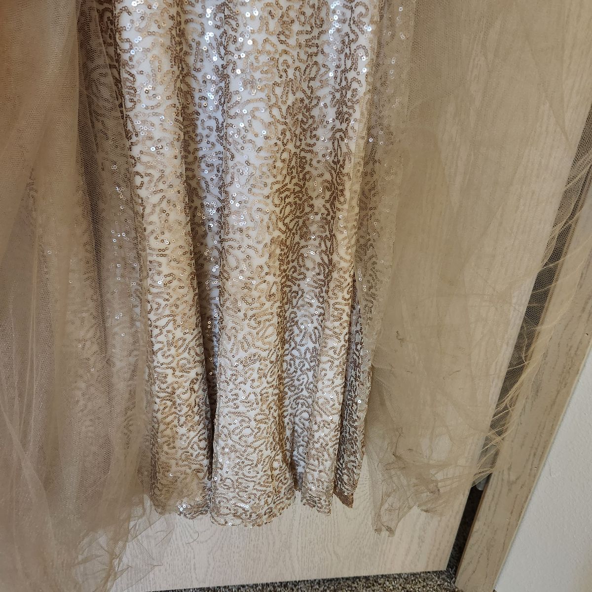 Size 8 Sequined Nude Floor Length Maxi on Queenly