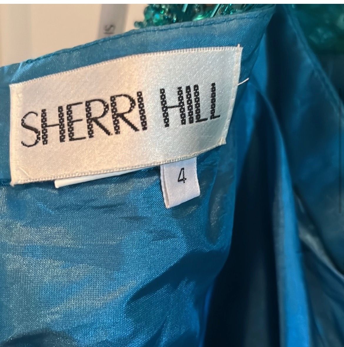 Sherri Hill Size 4 Prom High Neck Sequined Blue A-line Dress on Queenly
