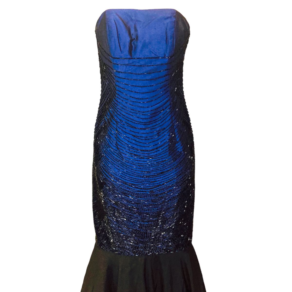 Style 6917 Jovani Size 2 Prom Strapless Satin Navy Blue Mermaid Dress on Queenly