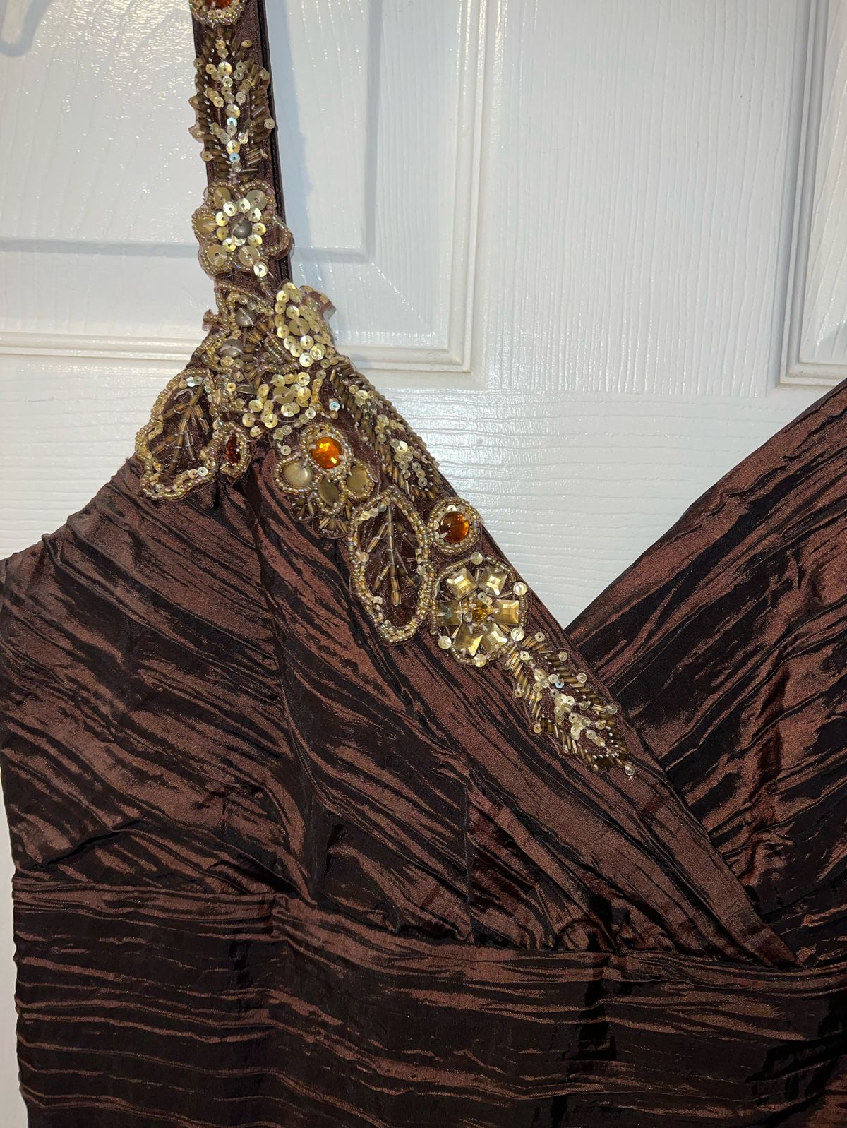 Together for Spiegel Size 10 Prom Brown Floor Length Maxi on Queenly