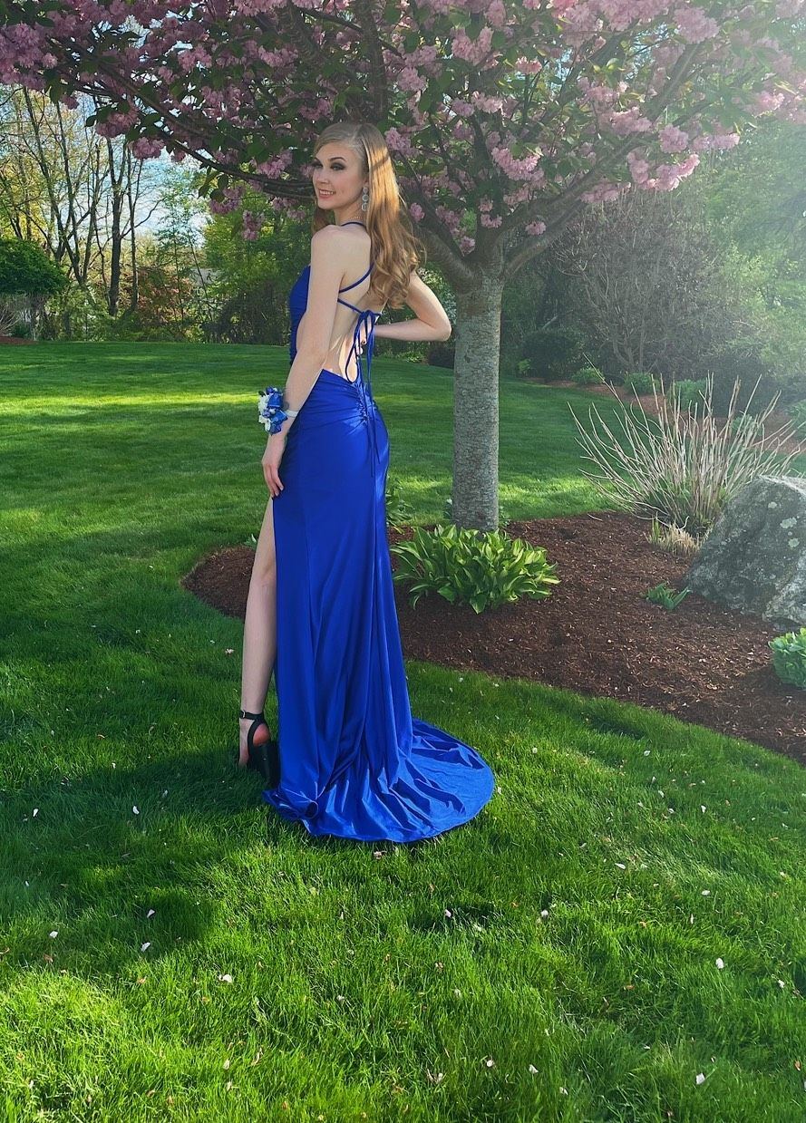La Femme Size 0 Prom Blue Side Slit Dress on Queenly