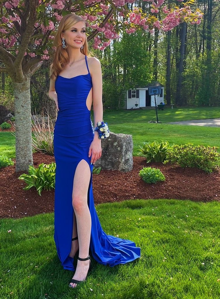La Femme Size 0 Prom Blue Side Slit Dress on Queenly
