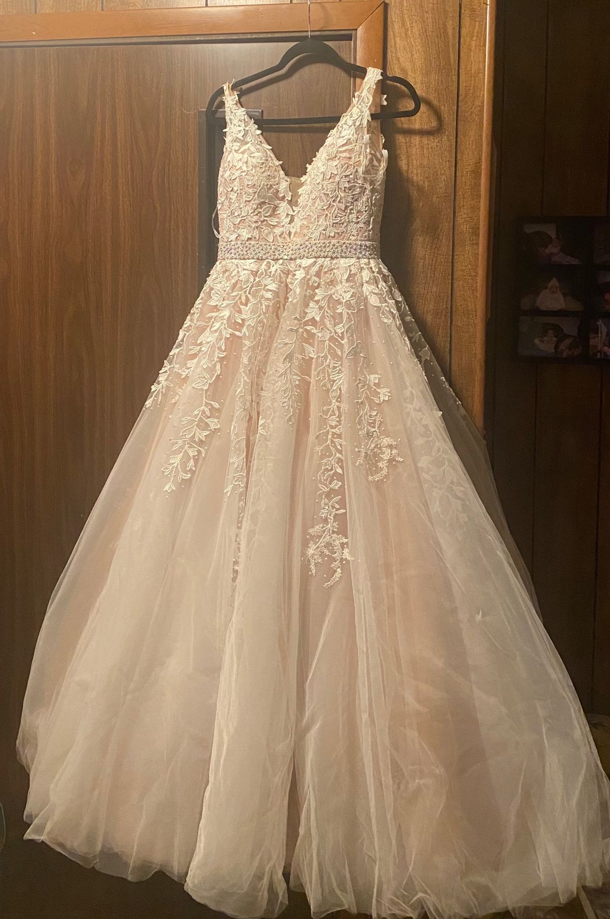 Sherri Hill Size 6 Wedding Plunge Lace Nude Ball Gown on Queenly