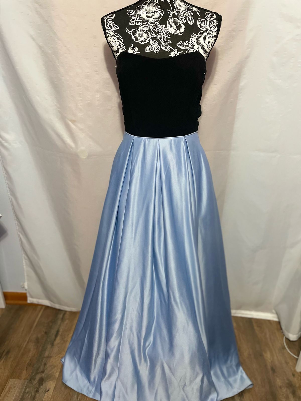 Blondie Nites Size L Prom Strapless Sheer Blue Ball Gown on Queenly