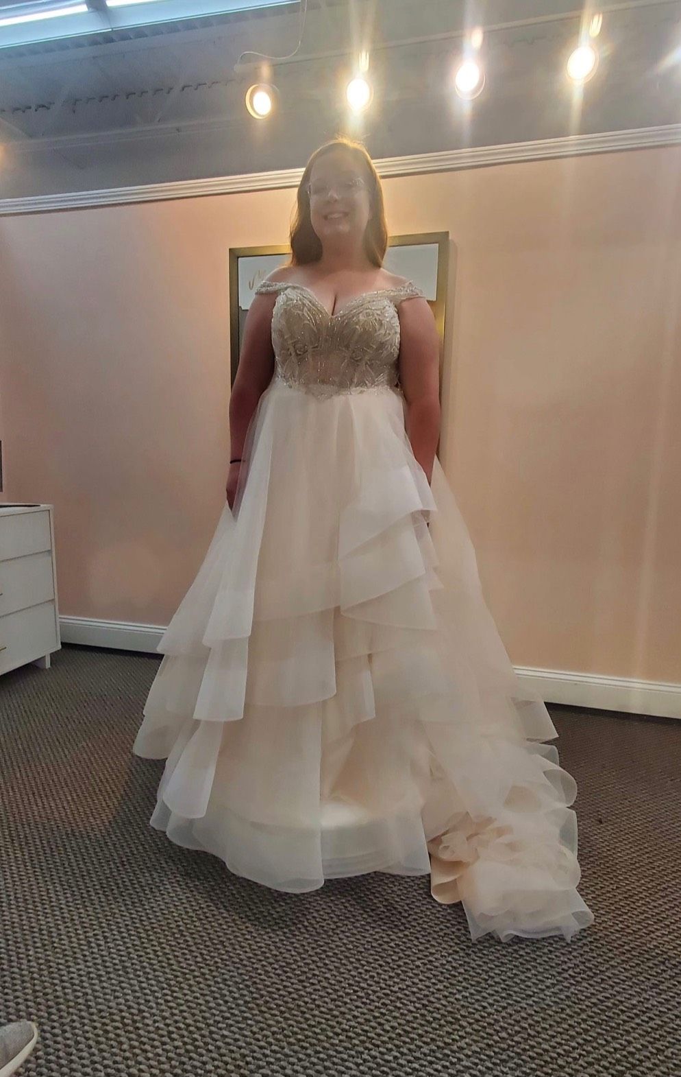 Justin Alexander Plus Size 20 Nude Ball Gown on Queenly