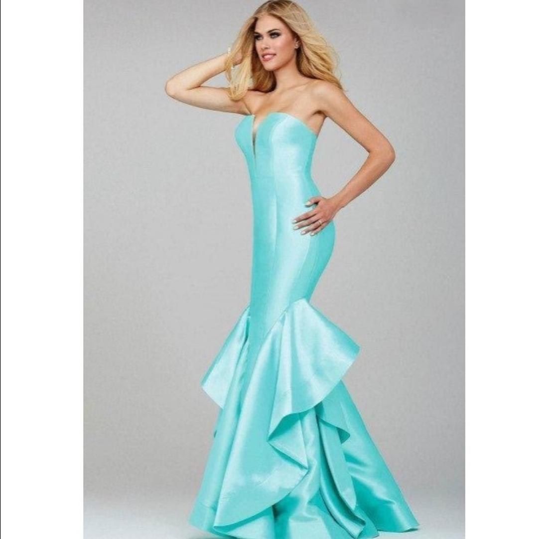 Jovani Size 10 Prom Strapless Light Blue Mermaid Dress on Queenly
