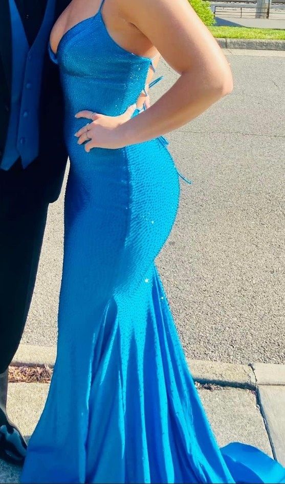 Sherri Hill Size 4 Prom Sequined Blue Floor Length Maxi on Queenly