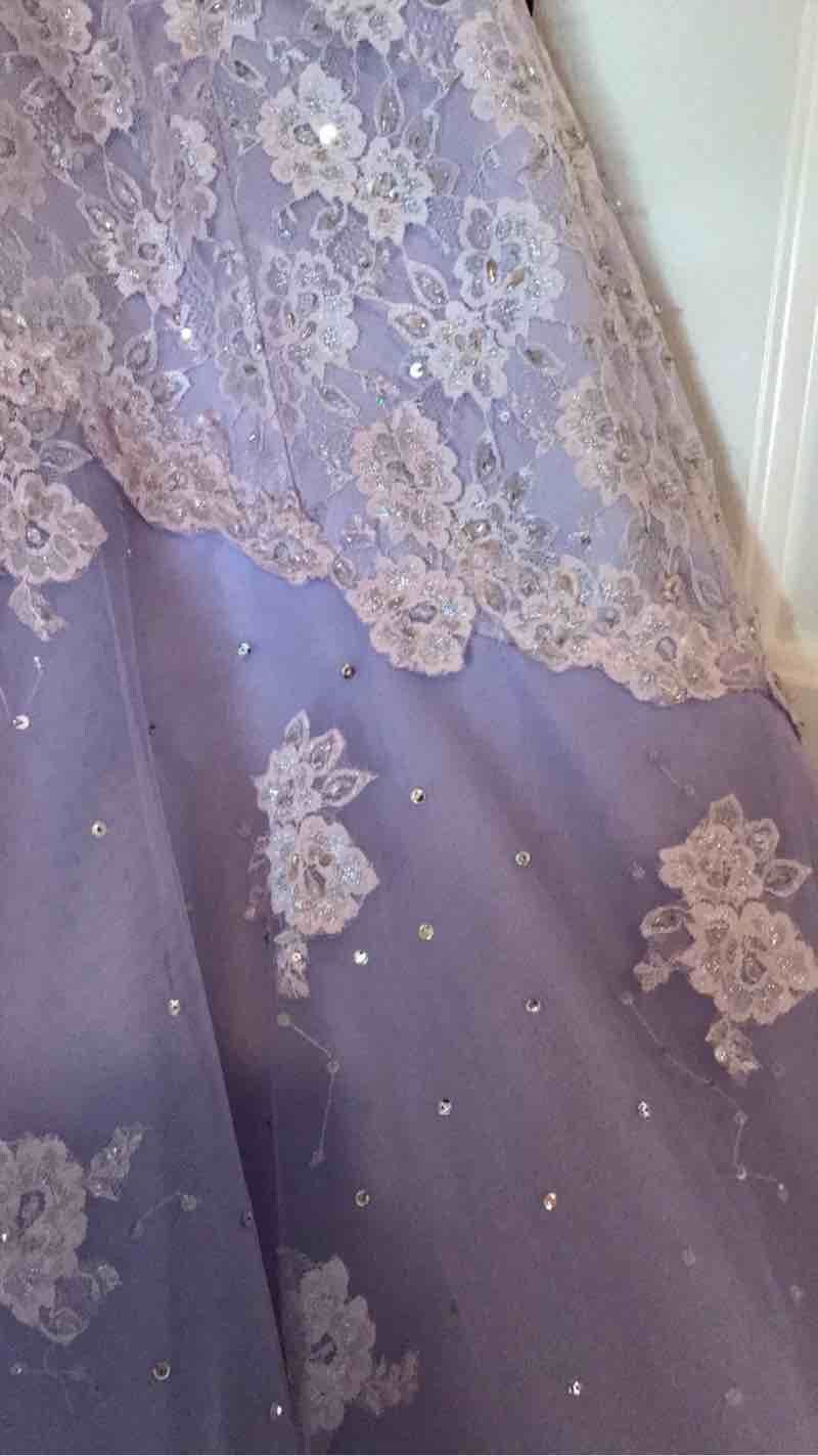 Size 8 Prom Halter Lace Light Blue Mermaid Dress on Queenly