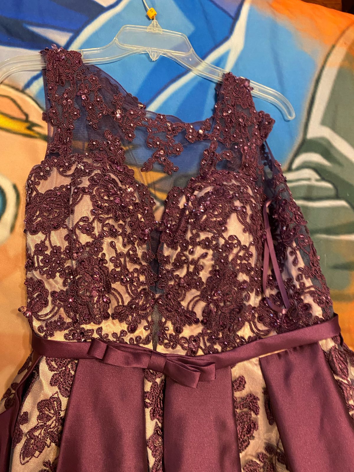 Size 8 Lace Purple Ball Gown on Queenly