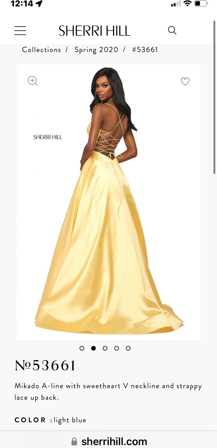 Sherri Hill Size 4 Prom Satin Yellow A-line Dress on Queenly