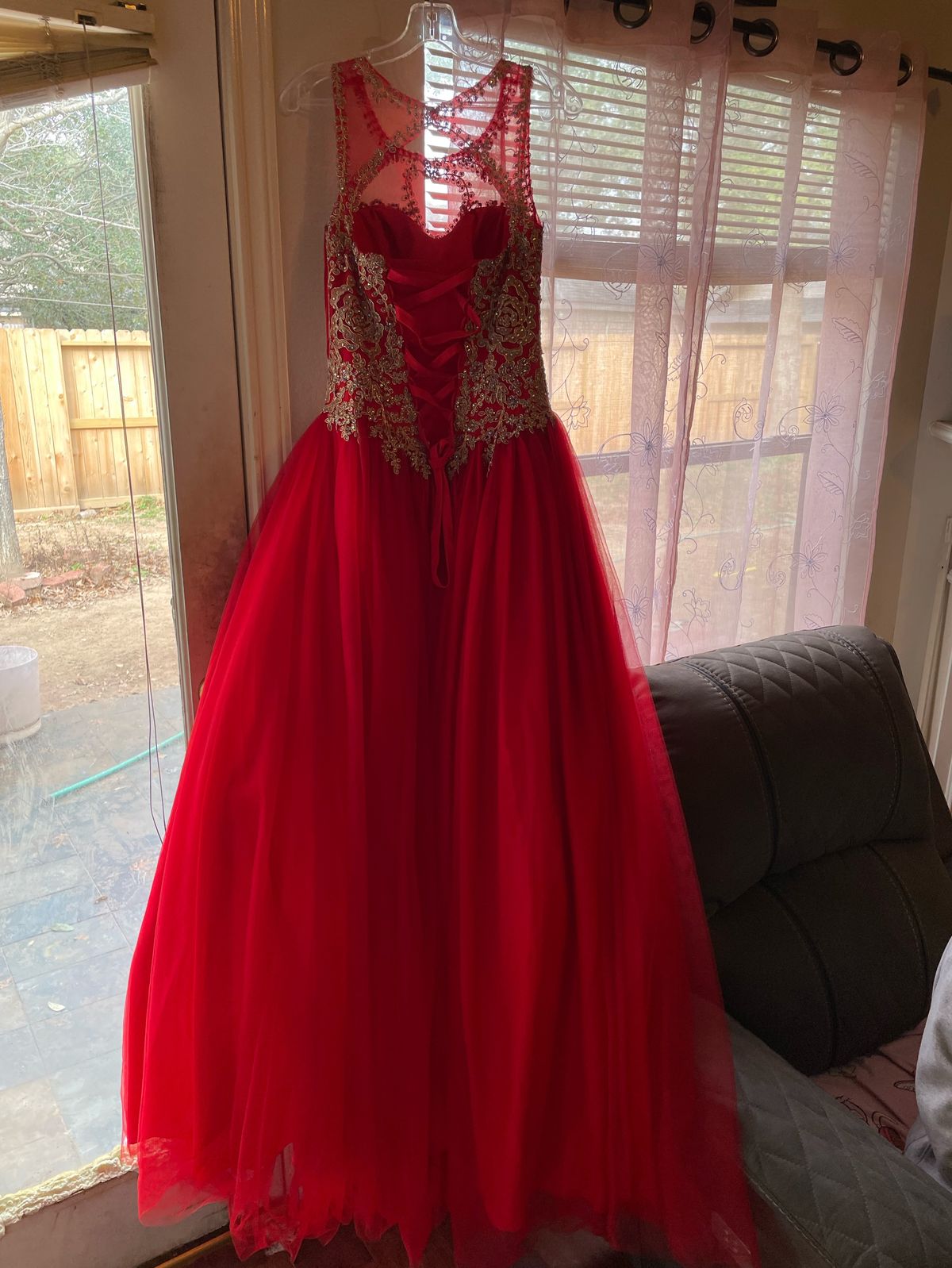 Size S Red Dress With Train on Queenly