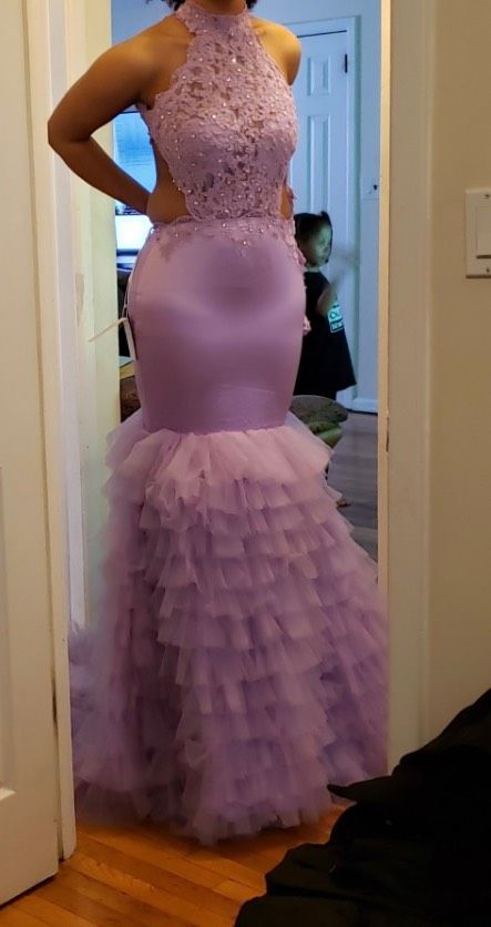 Size 8 Prom Satin Purple Mermaid Dress on Queenly