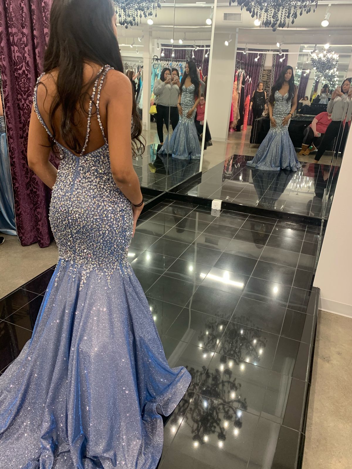 Size 2 Prom Blue Mermaid Dress on Queenly