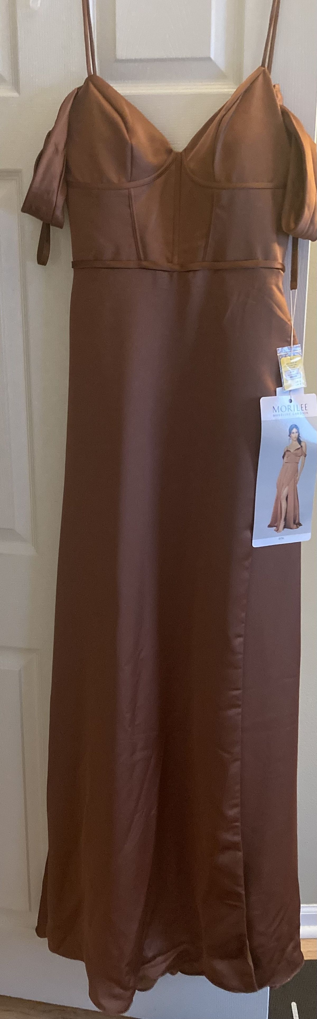 MoriLee Size 6 Prom Brown Side Slit Dress on Queenly
