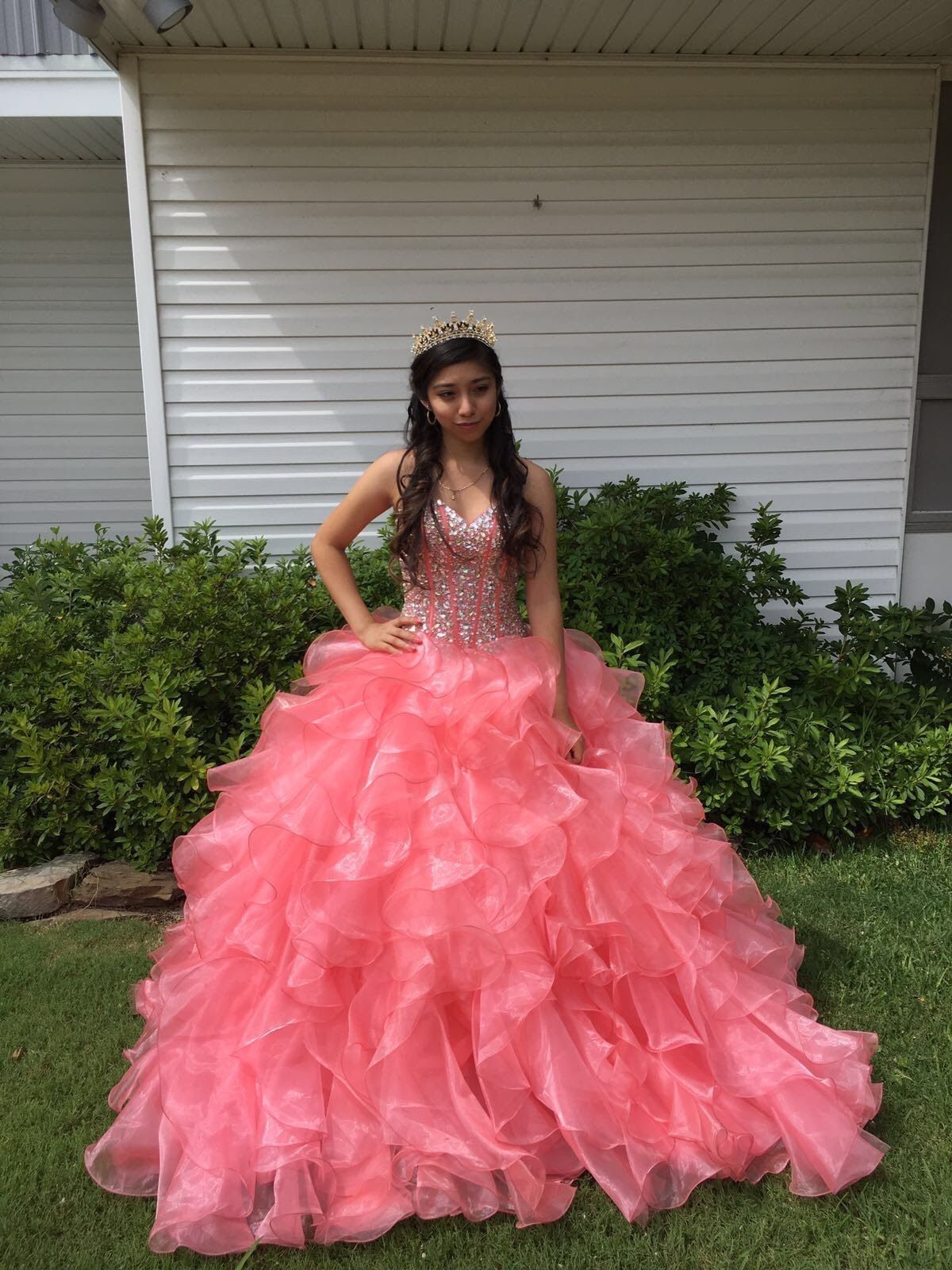 Size 0 Strapless Hot Pink Ball Gown on Queenly