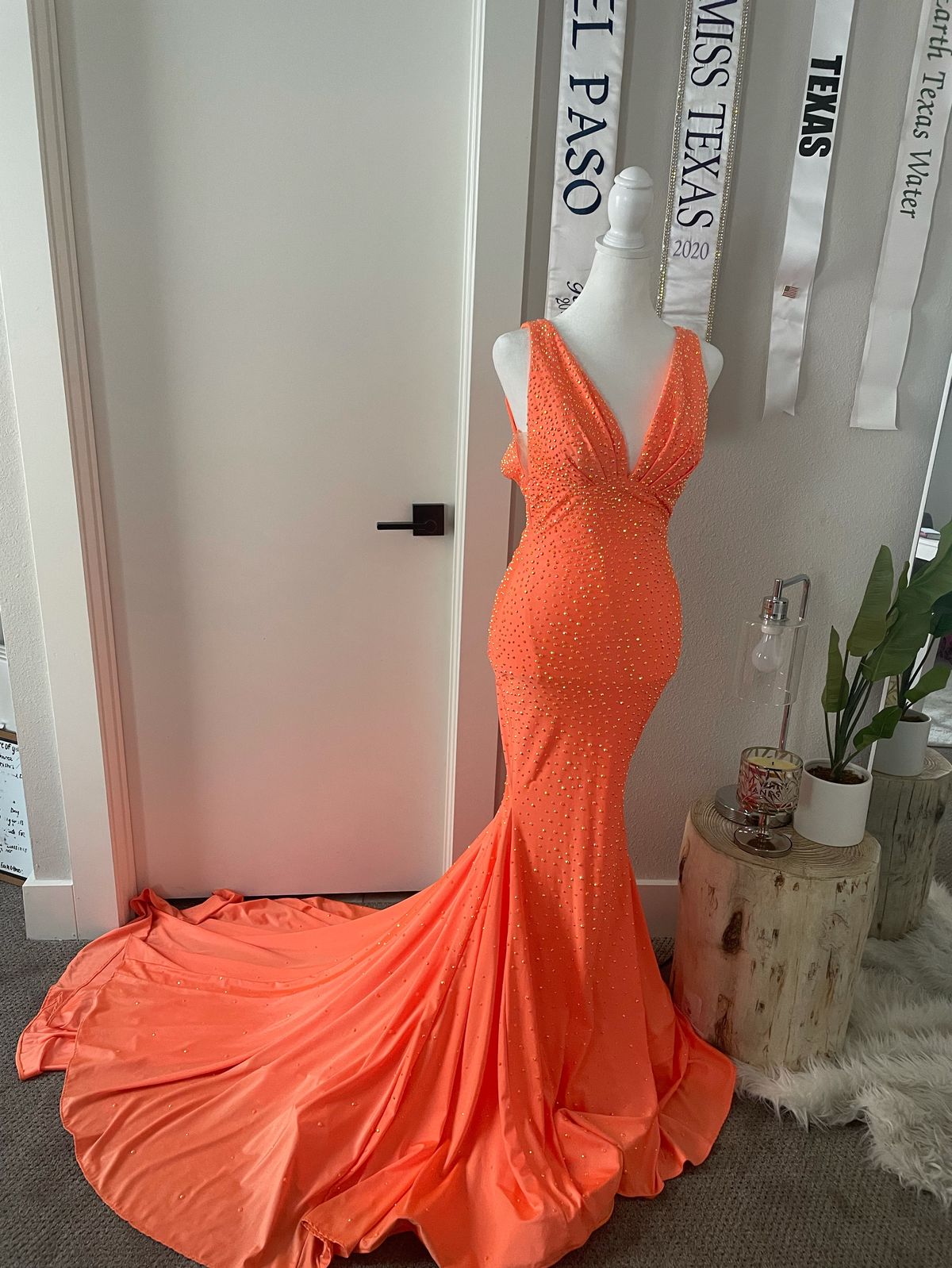Johnathan Kayne Size S Orange Mermaid Dress on Queenly