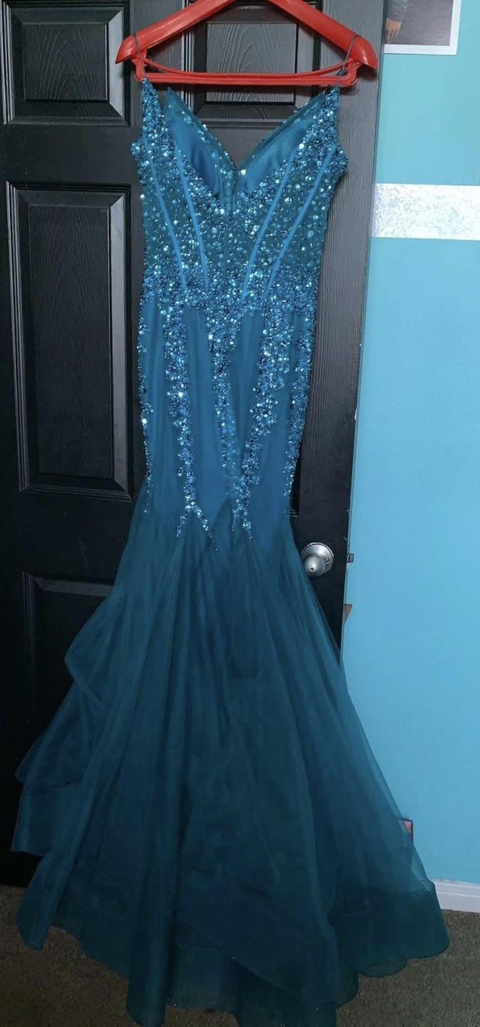 Jovani Size 14 Blue Mermaid Dress on Queenly