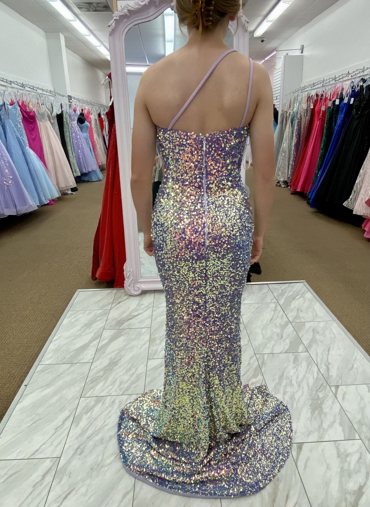 Portia and Scarlett Size 4 Prom Sequined Purple Side Slit Dress on Queenly