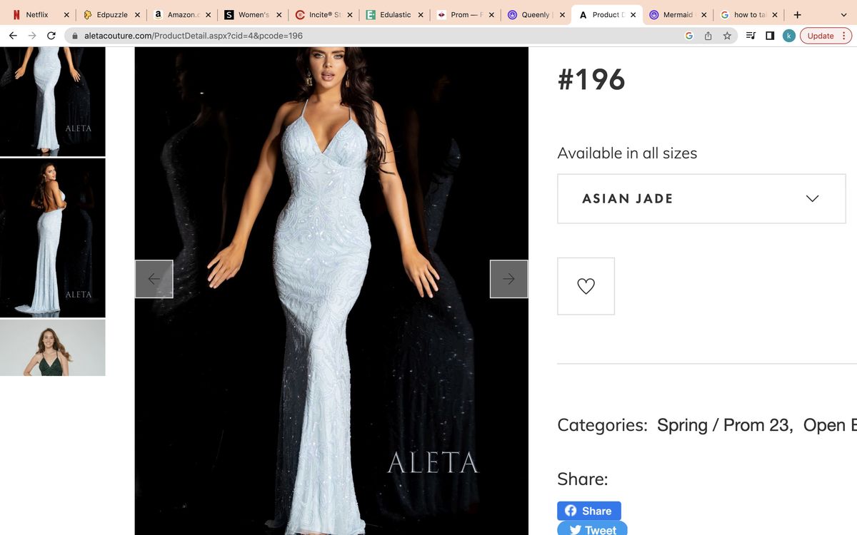 Style #196 Aleta Size 0 Blue Mermaid Dress on Queenly