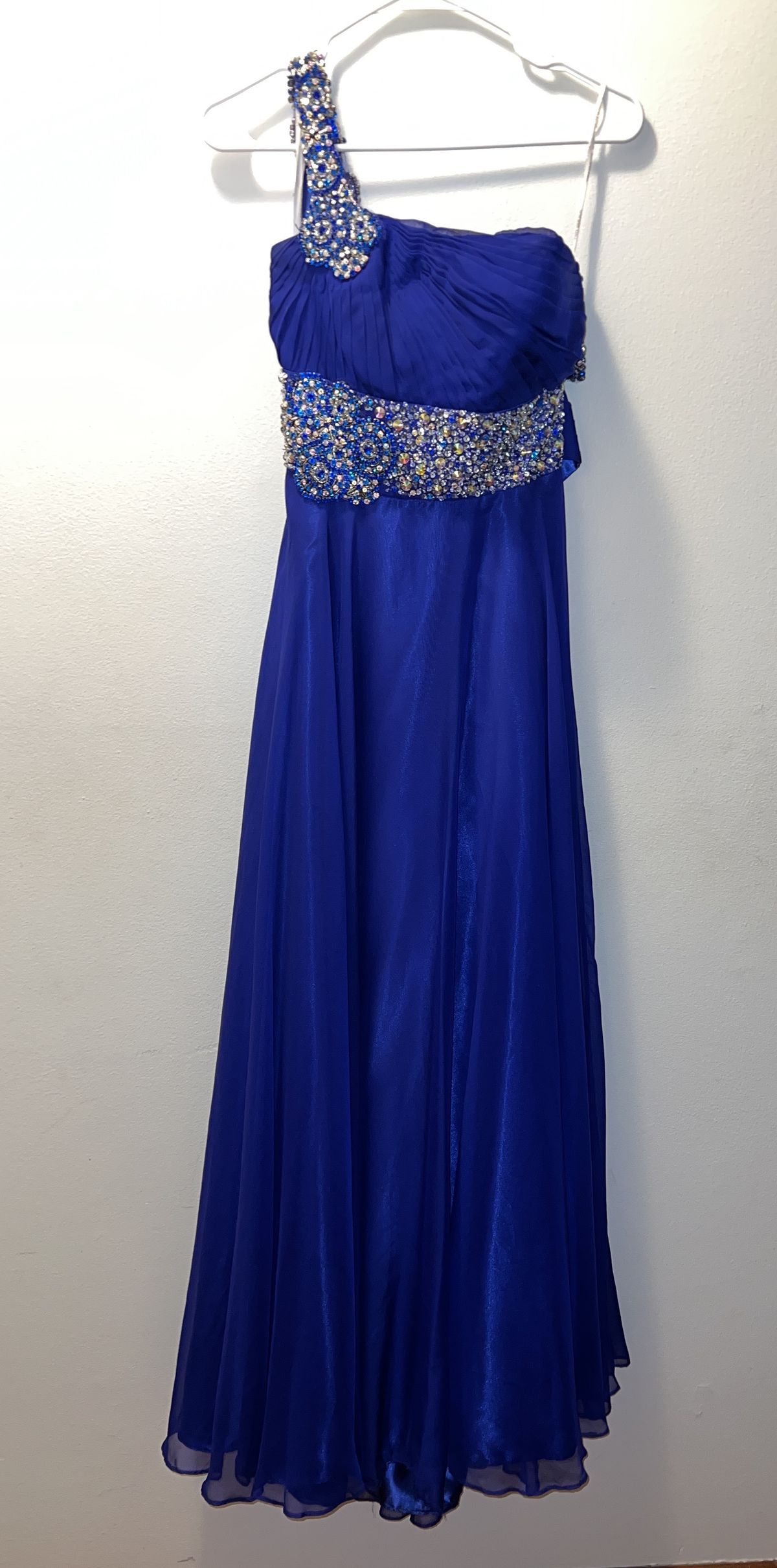 Sherri Hill Size 6 Wedding Guest One Shoulder Sequined Royal Blue A-line Dress on Queenly