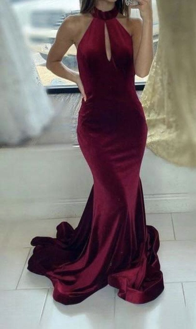 Envious Couture Size 2 Prom Velvet Red Mermaid Dress on Queenly