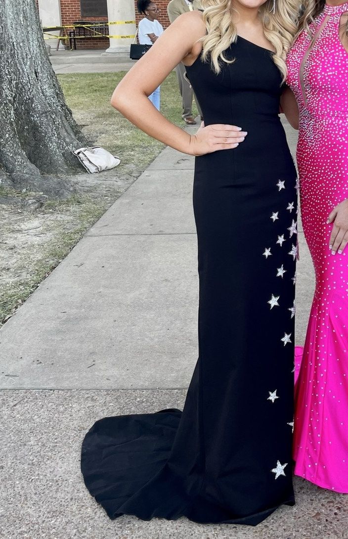 Sherri Hill Size 2 Prom Strapless Sequined Black Side Slit Dress on Queenly