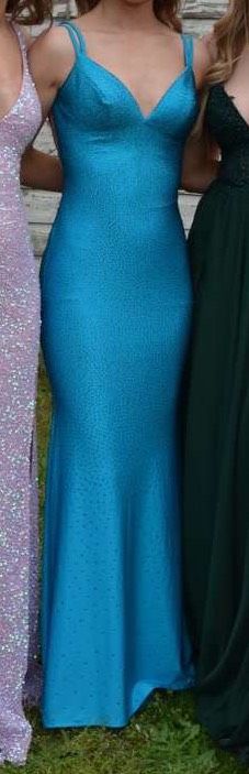 Sherri Hill Size 0 Bridesmaid Sequined Light Blue Floor Length Maxi on Queenly