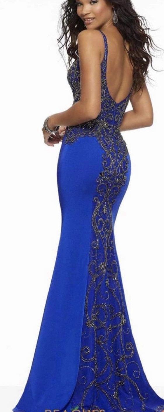 MoriLee Plus Size 18 Prom Sequined Royal Blue Mermaid Dress on Queenly