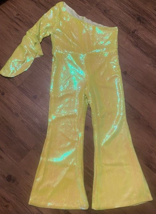 Girls Size 12 Prom Yellow Formal Jumpsuit on Queenly