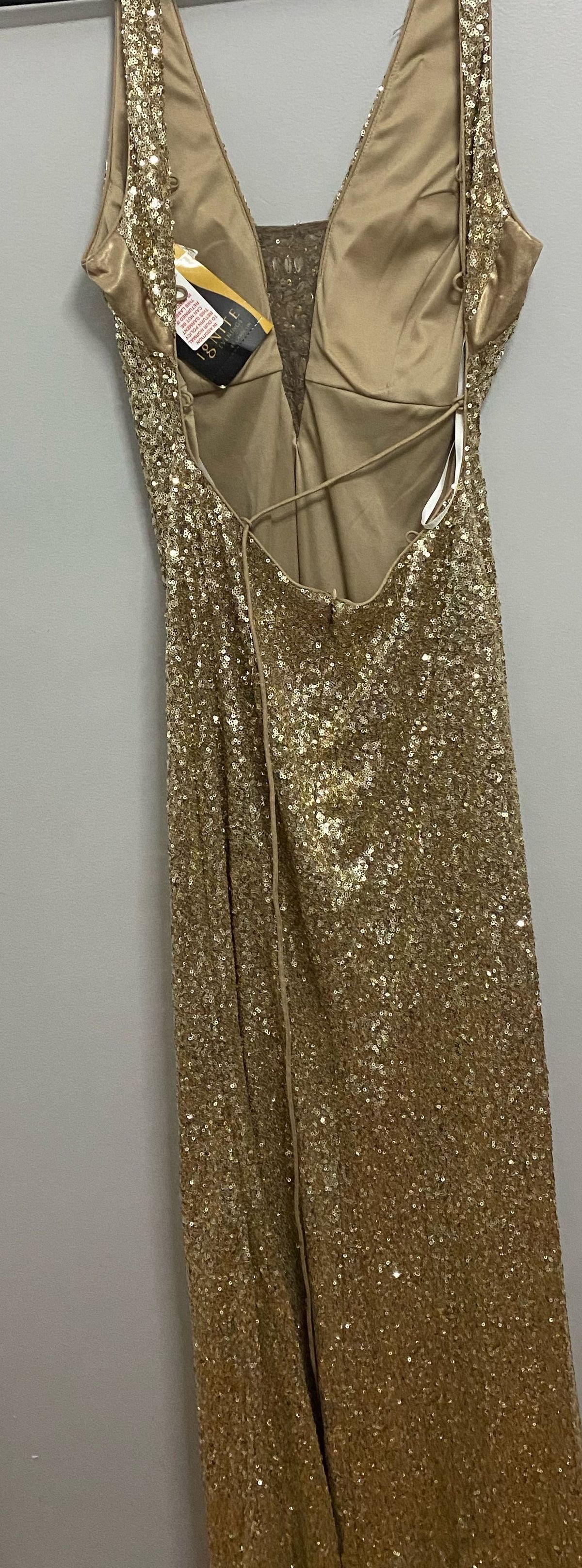 Size 10 Prom Sequined Gold Floor Length Maxi on Queenly
