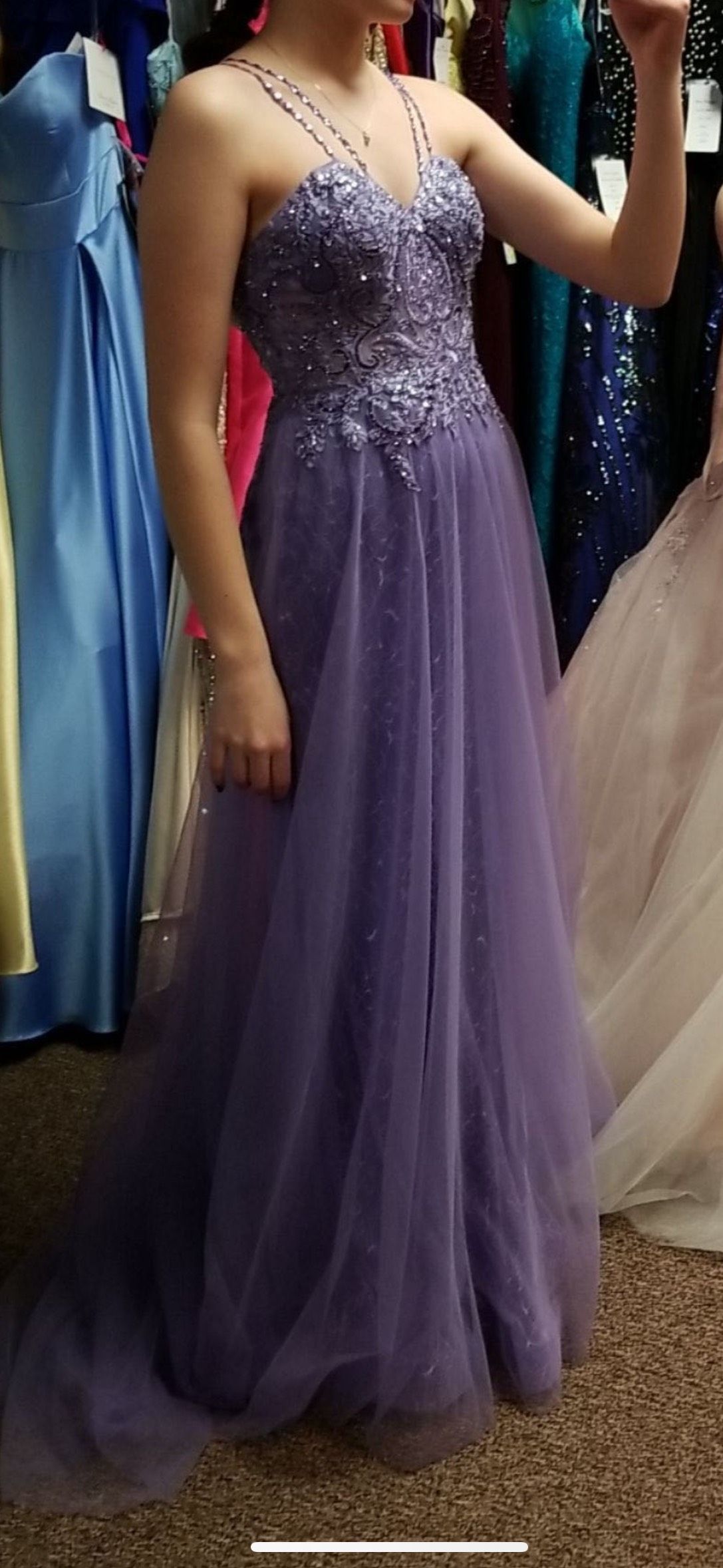Size 0 Prom Purple A-line Dress on Queenly