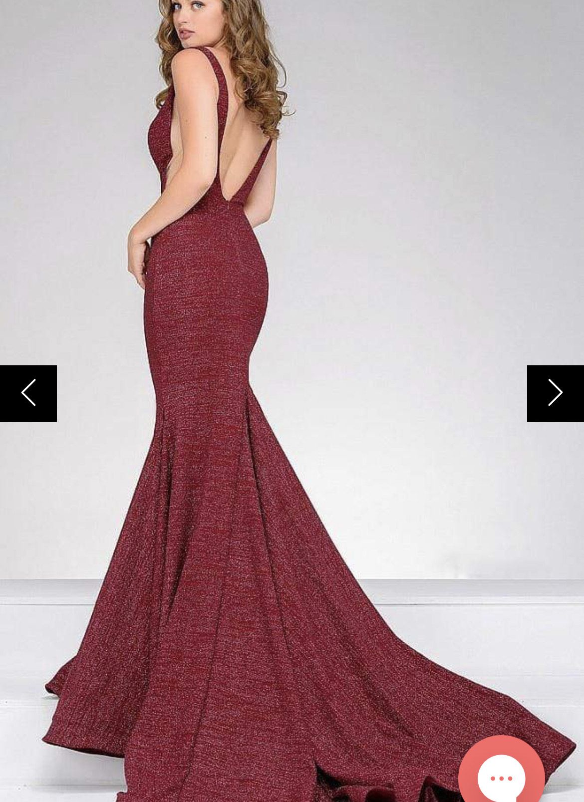 Jovani Size 4 Prom Plunge Sheer Burgundy Red Dress With Train on Queenly