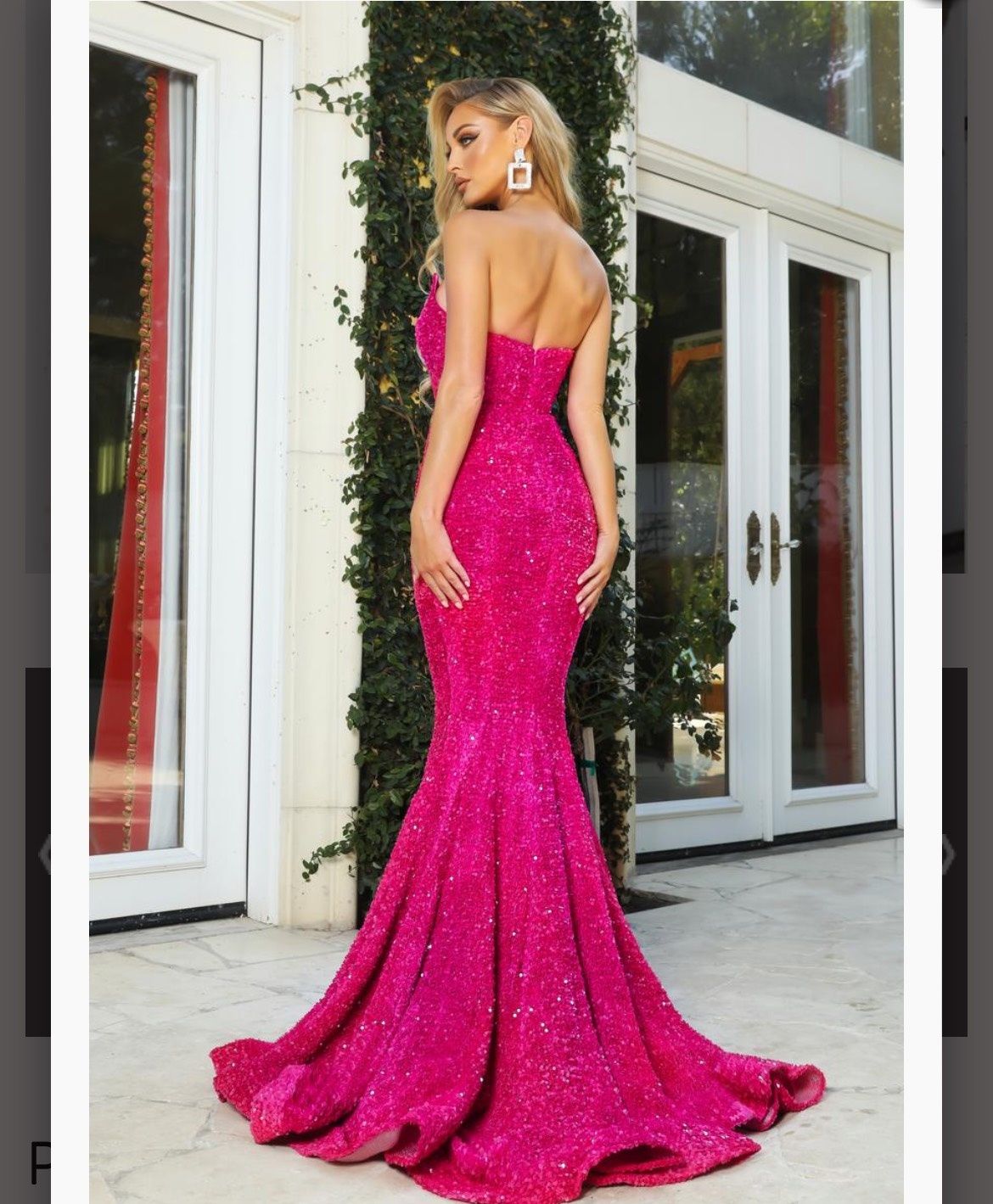 Portia and Scarlett Size 6 Prom Strapless Sequined Hot Pink Mermaid Dress on Queenly