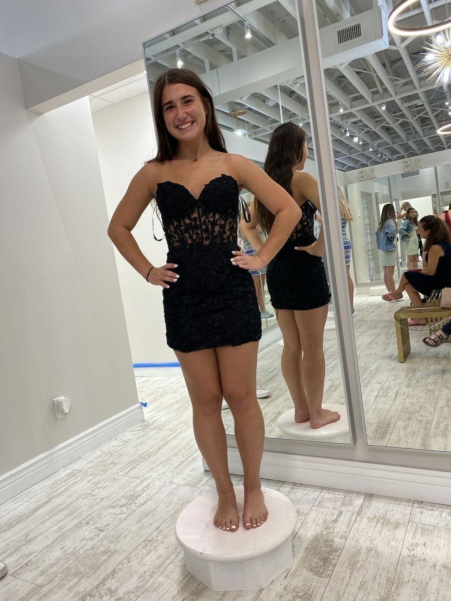 Sherri Hill Size 2 Homecoming Sheer Black Cocktail Dress on Queenly