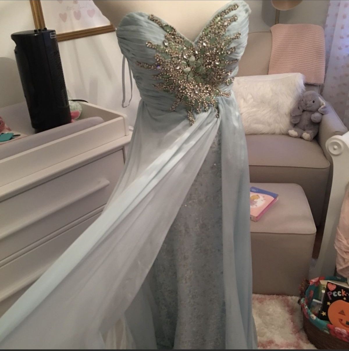 Macduggal couture Size 4 Prom Strapless Light Blue A-line Dress on Queenly
