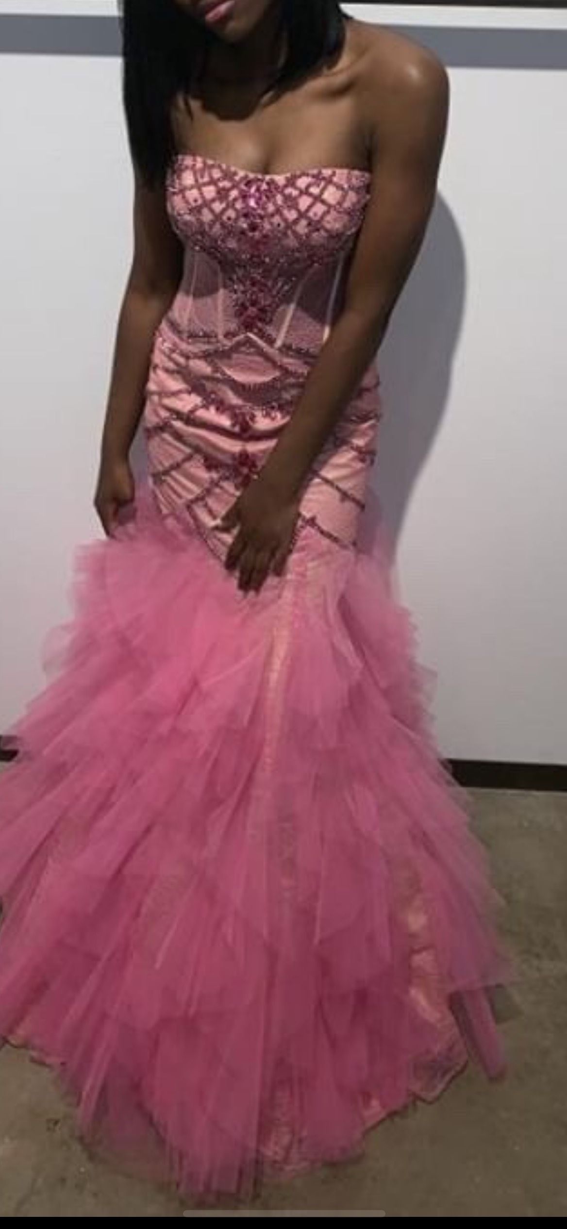 Sherri Hill Size 2 Prom Strapless Sequined Light Pink Mermaid Dress on Queenly