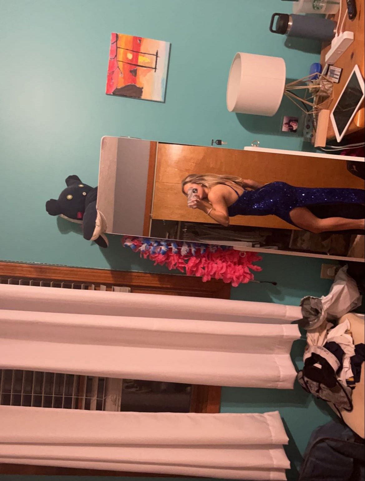 Fashion Nova Size XS Prom One Shoulder Sequined Royal Blue Floor Length Maxi on Queenly