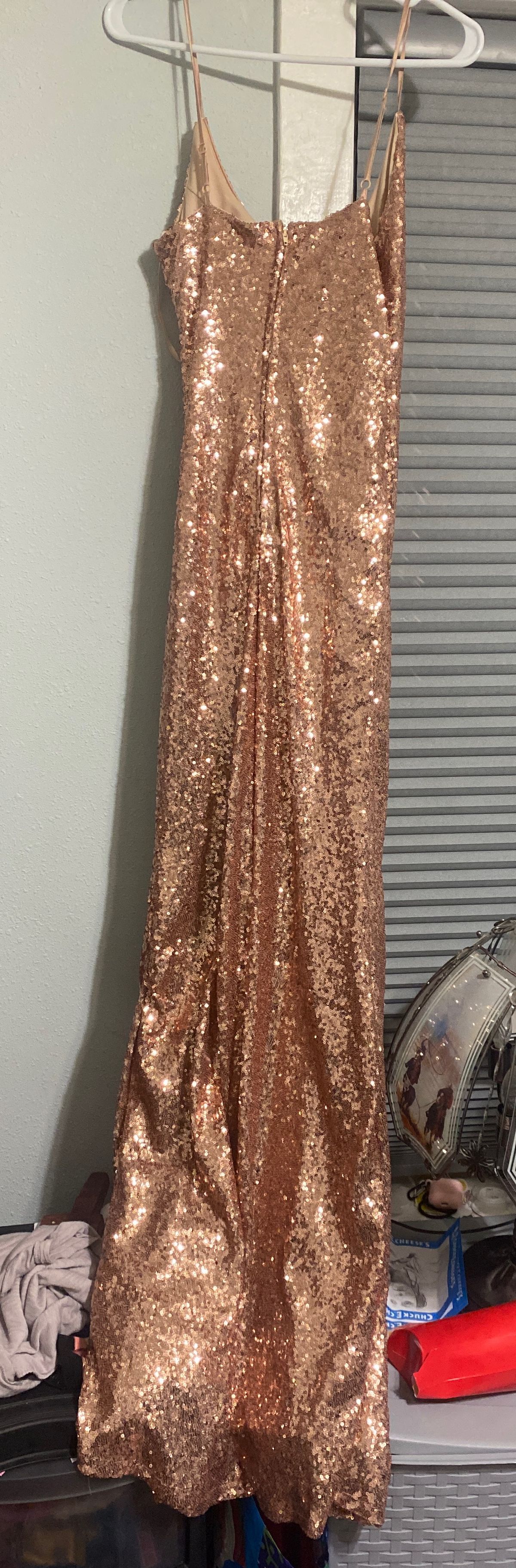 Size 6 Prom Rose Gold Side Slit Dress on Queenly