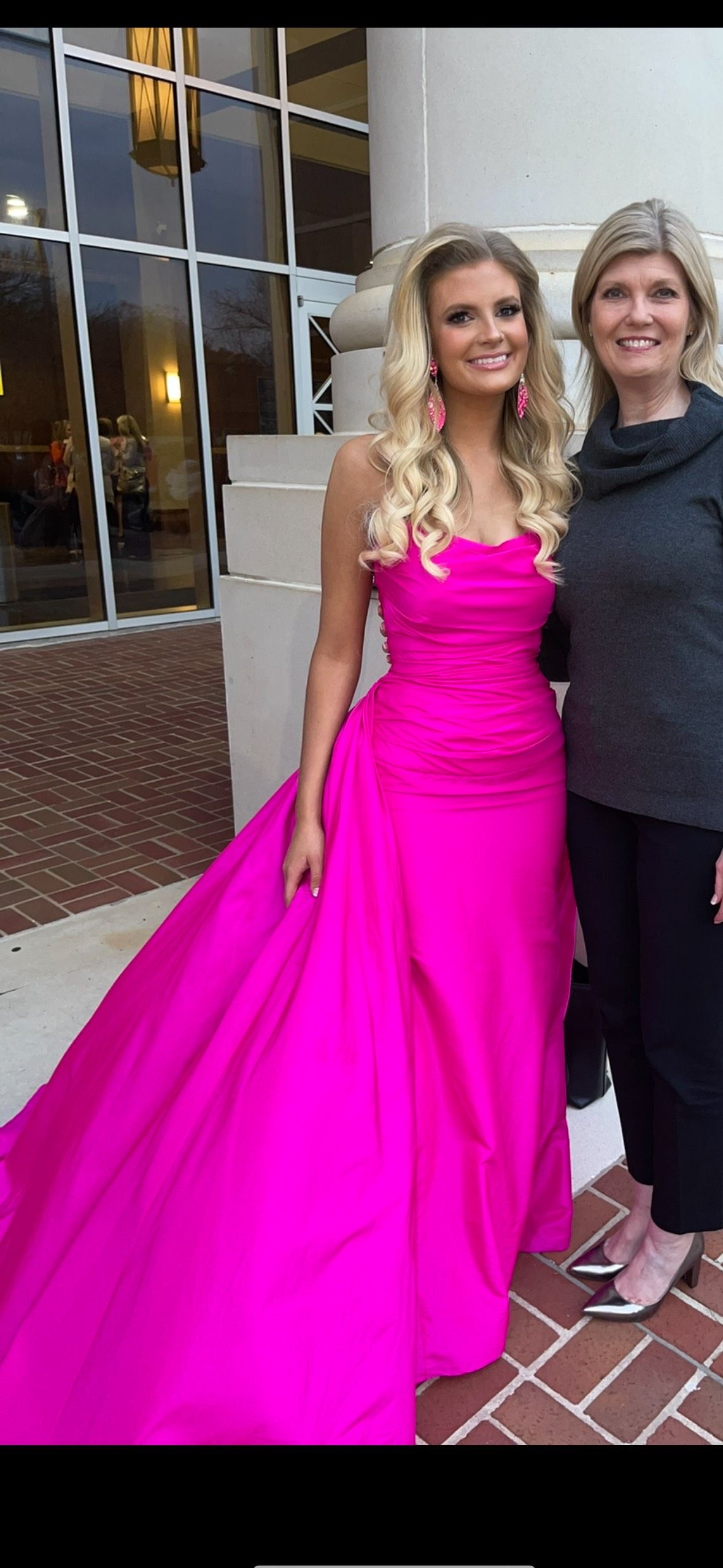 Sherri Hill Size 0 Prom Strapless Satin Hot Pink Ball Gown on Queenly