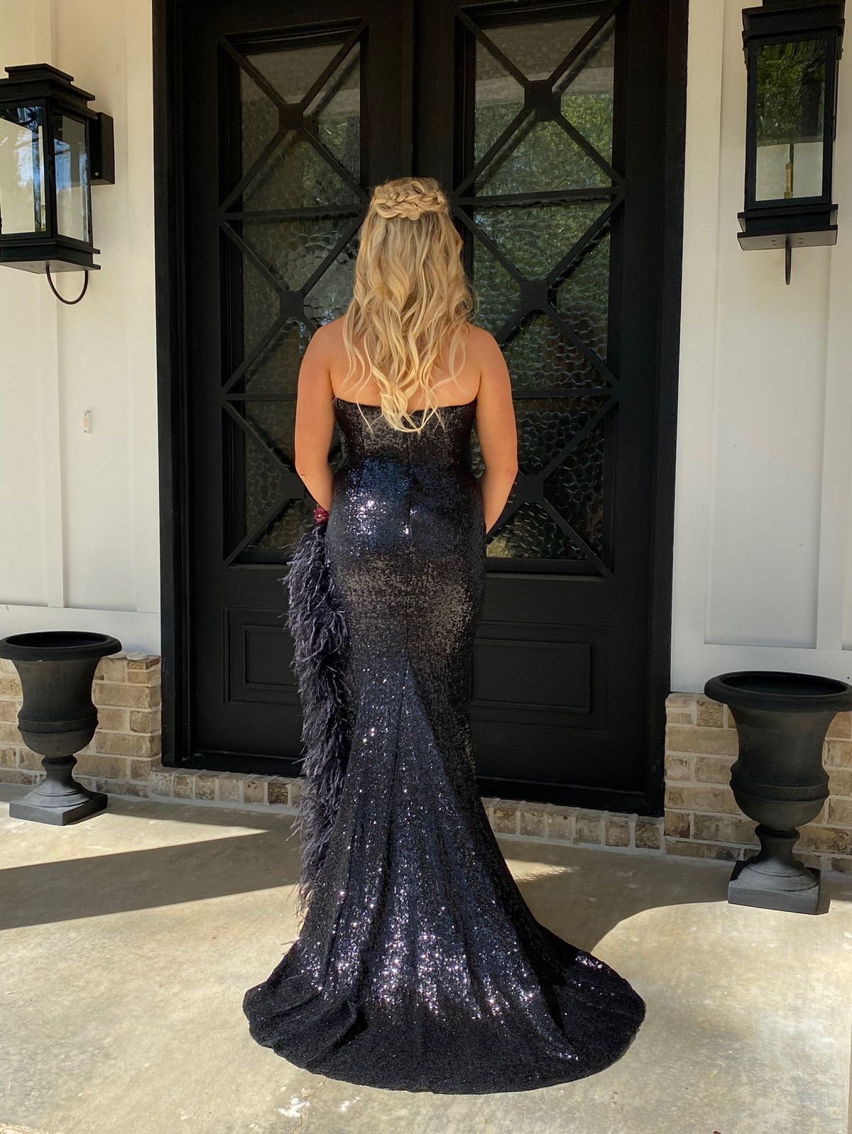 Jovani Size 6 Prom Strapless Black Side Slit Dress on Queenly
