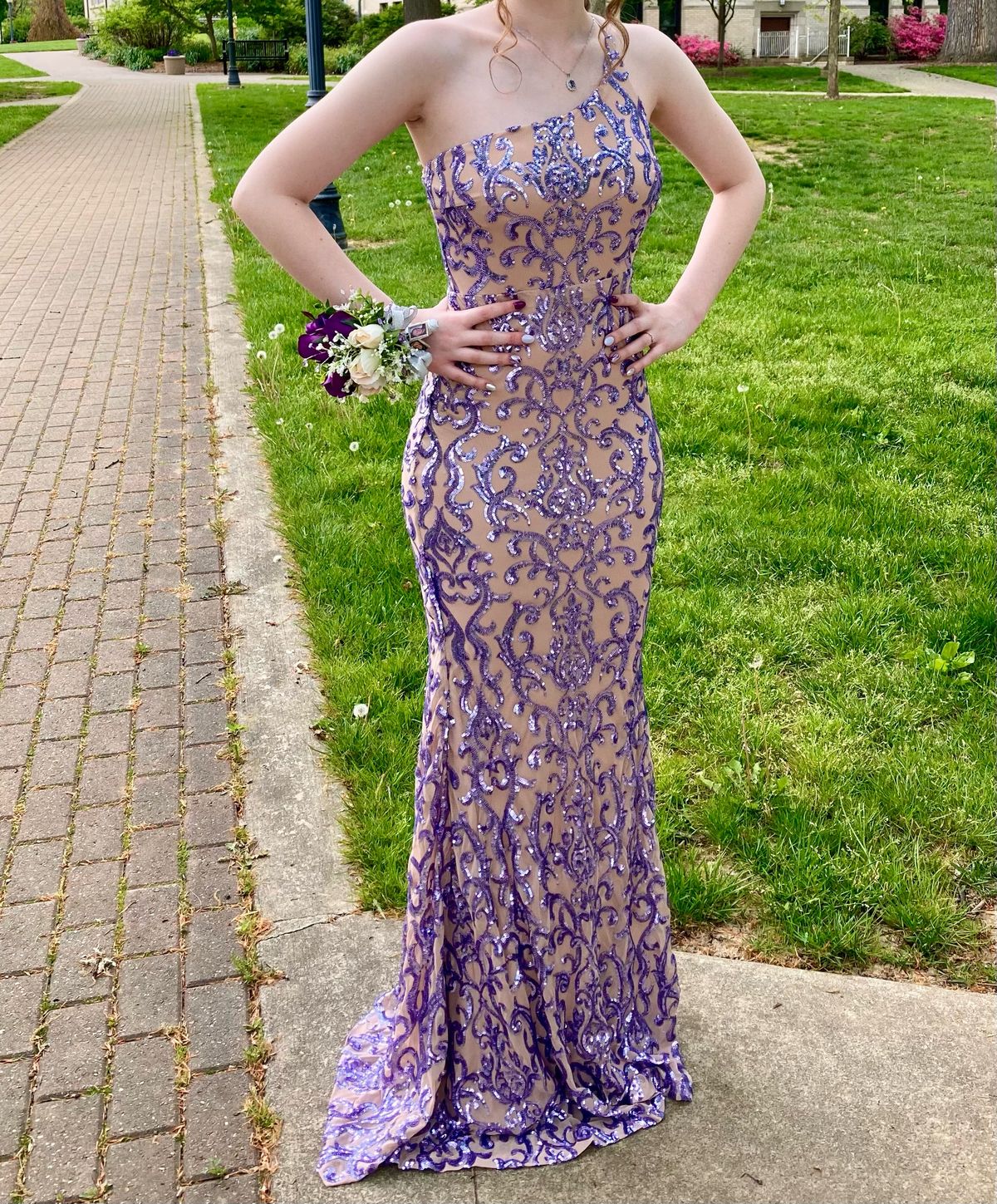 Windsor Size 2 Prom One Shoulder Purple Mermaid Dress on Queenly